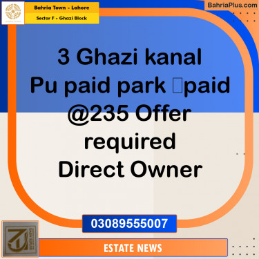 Residential Plot for Sale in Sector F - Ghazi Block -  Bahria Town, Lahore - (BP-295847)