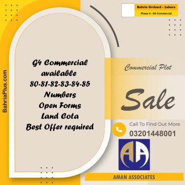 Commercial Plot for Sale in Phase 4 - G4 Commercial -  Bahria Orchard, Lahore - (BP-295909)
