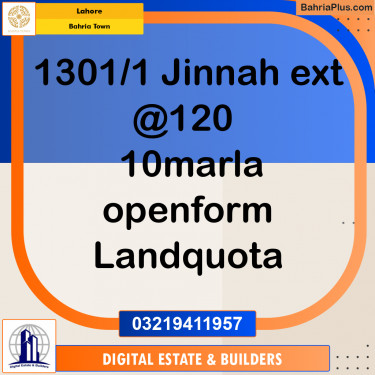 Residential Plot for Sale in Bahria Town, Lahore - (BP-295914)
