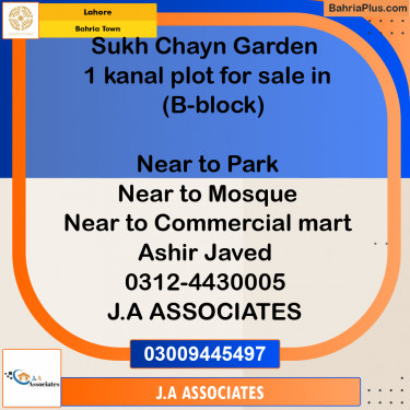 1 Kanal Residential Plot for Sale in Bahria Town, Lahore - (BP-295947)
