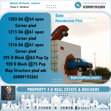10 Marla Residential Plot for Sale in Phase 4 - G6 Block -  Bahria Orchard, Lahore - (BP-295969)