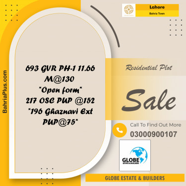 Residential Plot for Sale in Bahria Town, Lahore - (BP-296021)