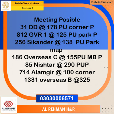 10 Marla Residential Plot for Sale in Overseas C -  Bahria Town, Lahore - (BP-296070)