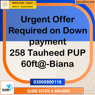 Residential Plot for Sale in Sector F - Tauheed Block -  Bahria Town, Lahore - (BP-296178)