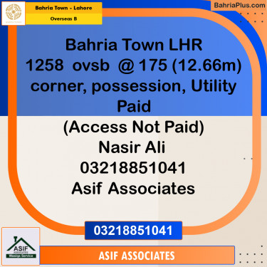 12.66 Marla Residential Plot for Sale in Overseas B -  Bahria Town, Lahore - (BP-296202)