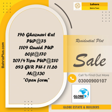 Residential Plot for Sale in Bahria Town, Lahore - (BP-296221)