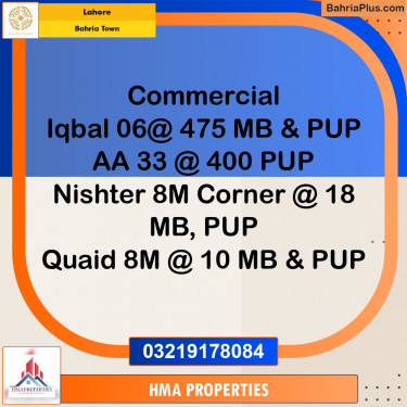 Commercial Plot for Sale in Bahria Town, Lahore - (BP-296230)