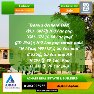 Residential Plot for Sale in Bahria Orchard, Lahore - (BP-296233)