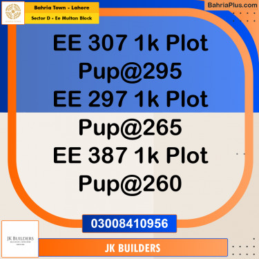 1 Kanal Residential Plot for Sale in Sector D - EE Multan Block -  Bahria Town, Lahore - (BP-296244)