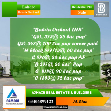 Residential Plot for Sale in Bahria Orchard, Lahore - (BP-296298)