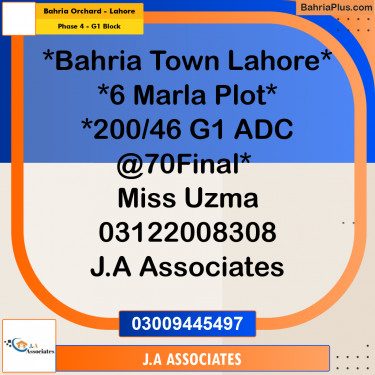 6 Marla Residential Plot for Sale in Phase 4 - G1 Block -  Bahria Orchard, Lahore - (BP-296354)