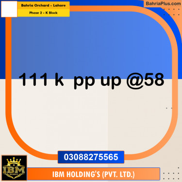 5 Marla Residential Plot for Sale in Phase 2 - K Block -  Bahria Orchard, Lahore - (BP-296358)