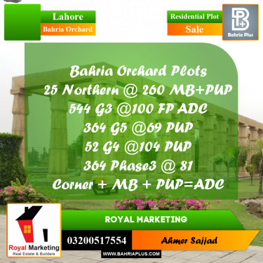 Residential Plot for Sale in Bahria Orchard, Lahore - (BP-296389)