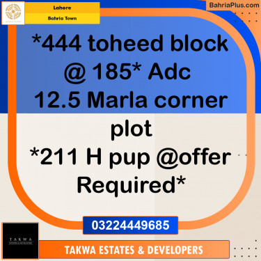 11 Marla Residential Plot for Sale in Bahria Town, Lahore - (BP-296401)