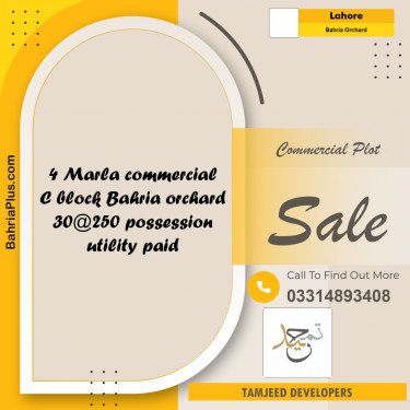 4 Marla Commercial Plot for Sale in Bahria Orchard, Lahore - (BP-296406)