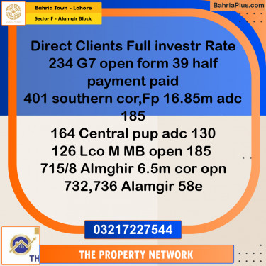 5 Marla Residential Plot for Sale in Sector F - Alamgir Block -  Bahria Town, Lahore - (BP-296458)