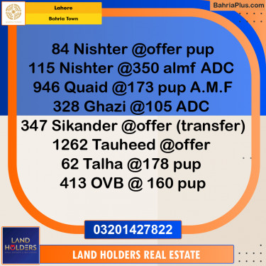 Residential Plot for Sale in Bahria Town, Lahore - (BP-296593)