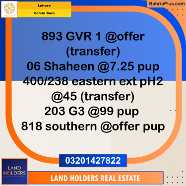 Residential Plot for Sale in Bahria Town, Lahore - (BP-296594)