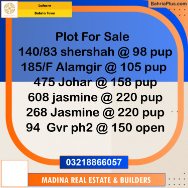 Residential Plot for Sale in Bahria Town, Lahore - (BP-296596)