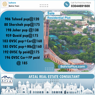 Residential Plot for Sale in Bahria Town, Lahore - (BP-296689)