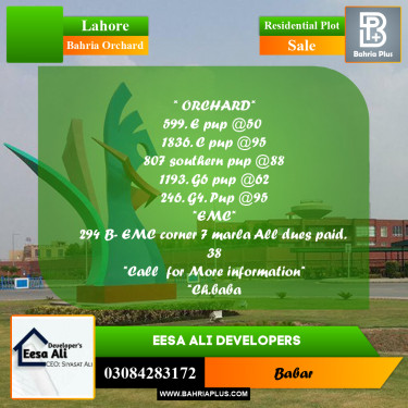 Residential Plot for Sale in Bahria Orchard, Lahore - (BP-296738)