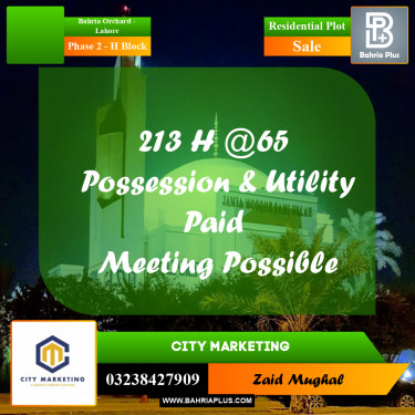 5 Marla Residential Plot for Sale in Phase 2 - H Block -  Bahria Orchard, Lahore - (BP-296744)