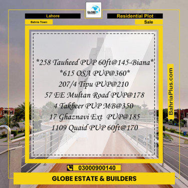 Residential Plot for Sale in Bahria Town, Lahore - (BP-296778)