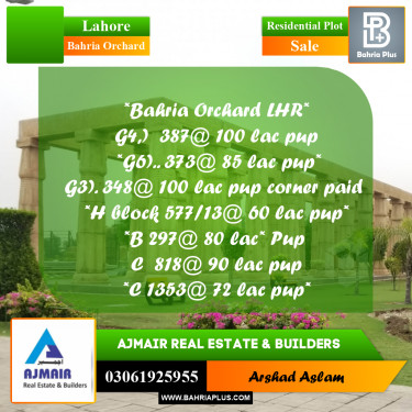 Residential Plot for Sale in Bahria Orchard, Lahore - (BP-296790)