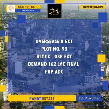 10 Marla Residential Plot for Sale in Overseas B Ext -  Bahria Town, Lahore - (BP-296799)