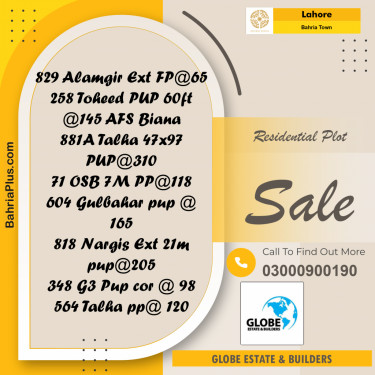 Residential Plot for Sale in Bahria Town, Lahore - (BP-296805)