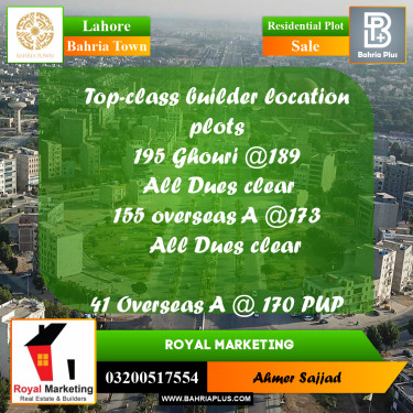 Residential Plot for Sale in Bahria Town, Lahore - (BP-296829)