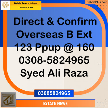 Residential Plot for Sale in Overseas B Ext -  Bahria Town, Lahore - (BP-296865)