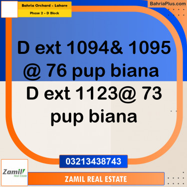 8 Marla Residential Plot for Sale in Phase 2 - D Block -  Bahria Orchard, Lahore - (BP-296936)