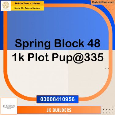 1 Kanal Residential Plot for Sale in Sector B - Bahria Springs -  Bahria Town, Lahore - (BP-297064)