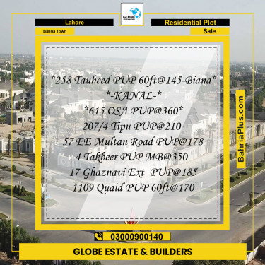 Residential Plot for Sale in Bahria Town, Lahore - (BP-297084)