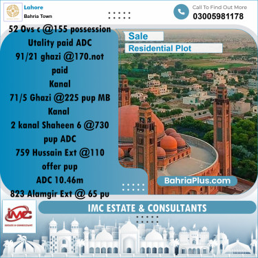 Residential Plot for Sale in Bahria Town, Lahore - (BP-297088)