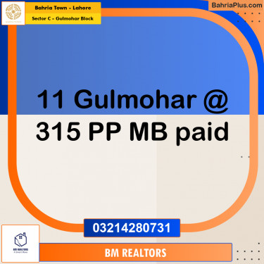 1 Kanal Residential Plot for Sale in Sector C - Gulmohar Block -  Bahria Town, Lahore - (BP-297099)