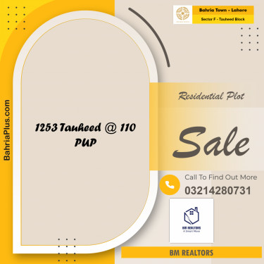 10 Marla Residential Plot for Sale in Sector F - Tauheed Block -  Bahria Town, Lahore - (BP-297117)