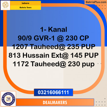 Residential Plot for Sale in Bahria Town, Lahore - (BP-297138)