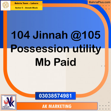 5 Marla Residential Plot for Sale in Sector E - Jinnah Block -  Bahria Town, Lahore - (BP-297179)