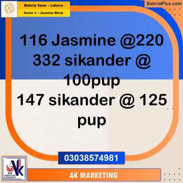 10 Marla Residential Plot for Sale in Sector C - Jasmine Block -  Bahria Town, Lahore - (BP-297184)