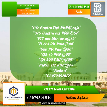 Residential Plot for Sale in Phase 1 - Eastern District Ext. II -  Bahria Orchard, Lahore - (BP-297217)