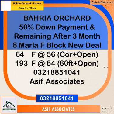 8 Marla Residential Plot for Sale in Phase 2 - F Block -  Bahria Orchard, Lahore - (BP-297258)