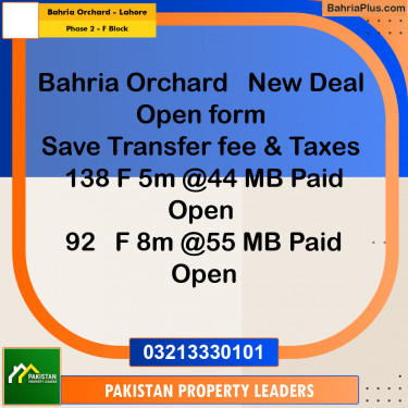 5 Marla Residential Plot for Sale in Phase 2 - F Block -  Bahria Orchard, Lahore - (BP-297309)