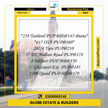 Residential Plot for Sale in Bahria Town, Lahore - (BP-297387)