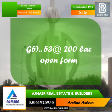 Residential Plot for Sale in Phase 4 - G5 Block -  Bahria Orchard, Lahore - (BP-297401)