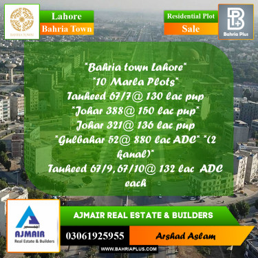 Residential Plot for Sale in Bahria Town, Lahore - (BP-297402)