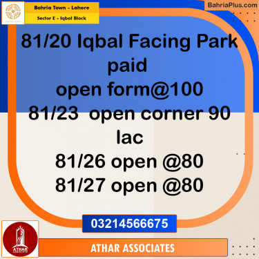 5 Marla Residential Plot for Sale in Sector E - Iqbal Block -  Bahria Town, Lahore - (BP-297453)