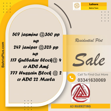 1 Kanal Residential Plot for Sale in Bahria Town, Lahore - (BP-297483)