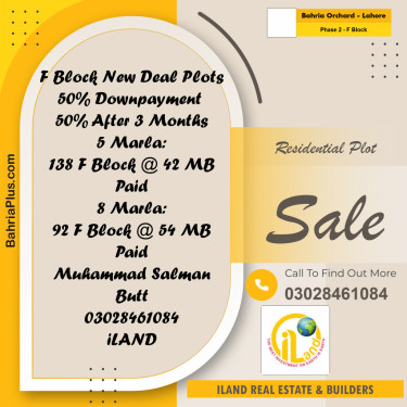 5 Marla Residential Plot for Sale in Phase 2 - F Block -  Bahria Orchard, Lahore - (BP-297493)